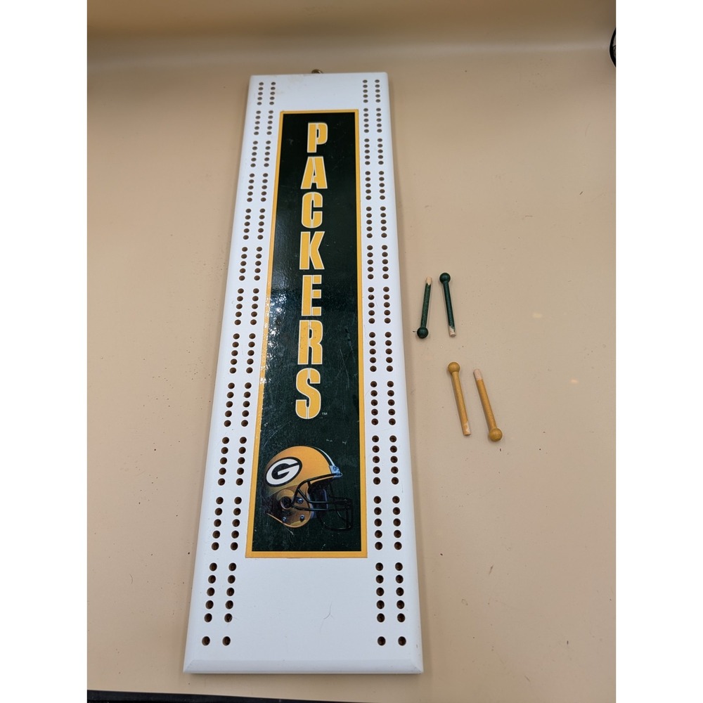 Vtg Green Bay Packers CustomCribbage.Com Wall Mount Cribbage Board With Pegs